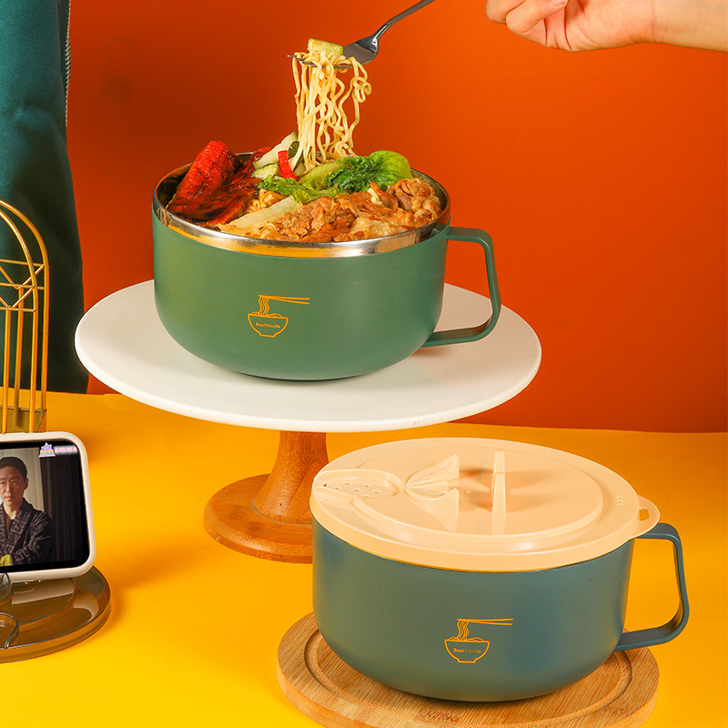 Food Storage Containers Xl - Mangkuk Mie Stainless Steel dengan Tutup