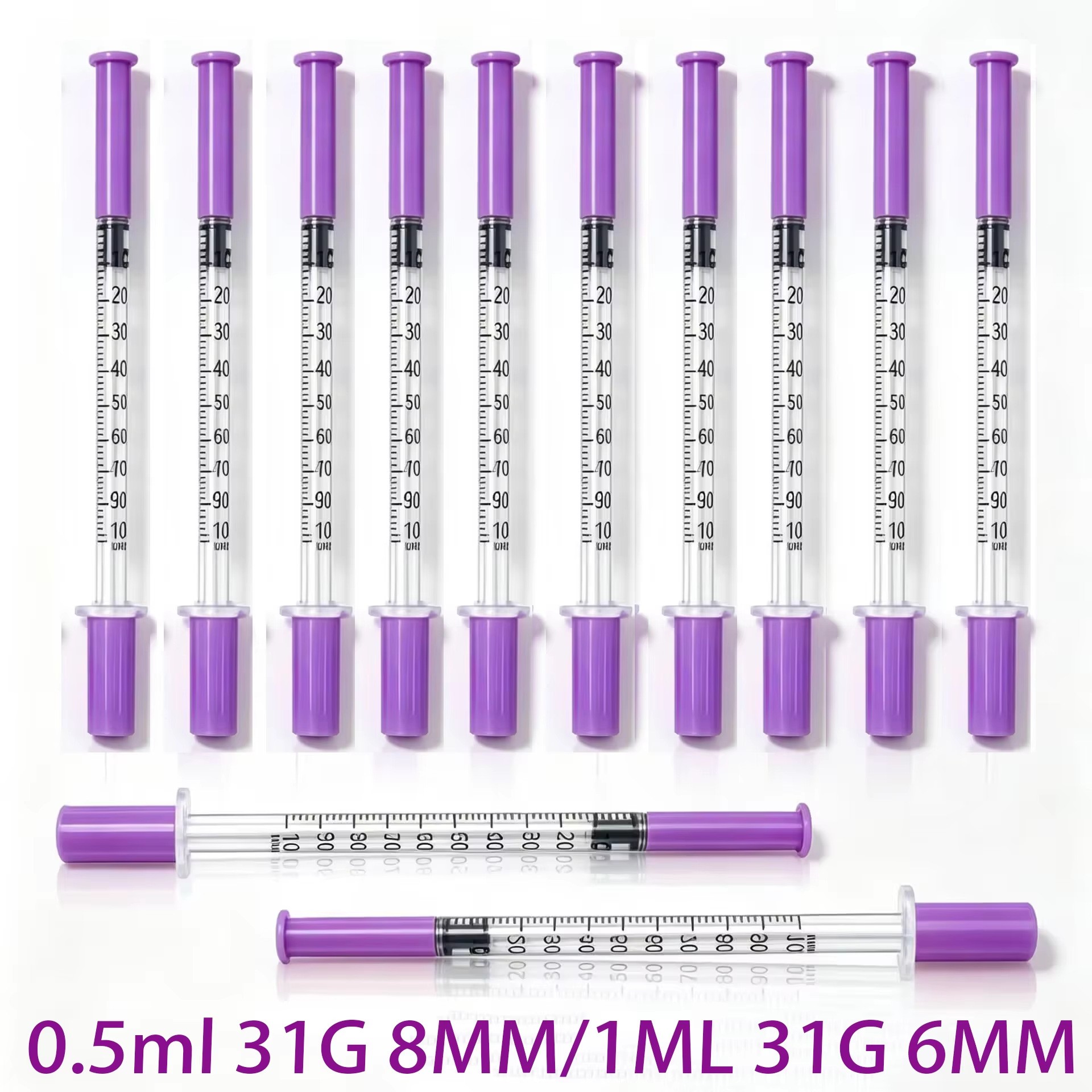 Food Storage Types - Suntikan insulin steril sekali pakai berwarna
